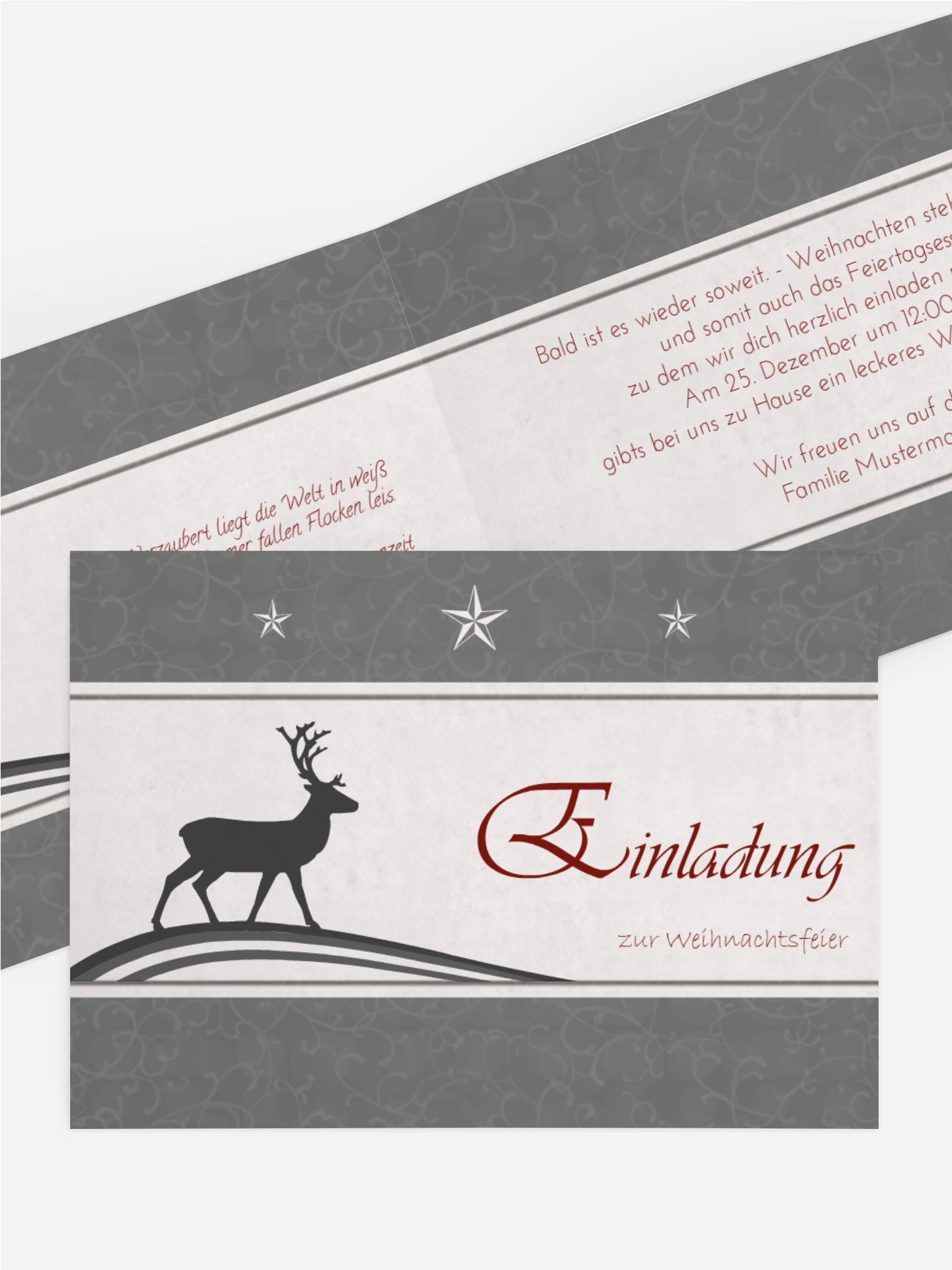 Weihnachtseinladung Privat classic Elch