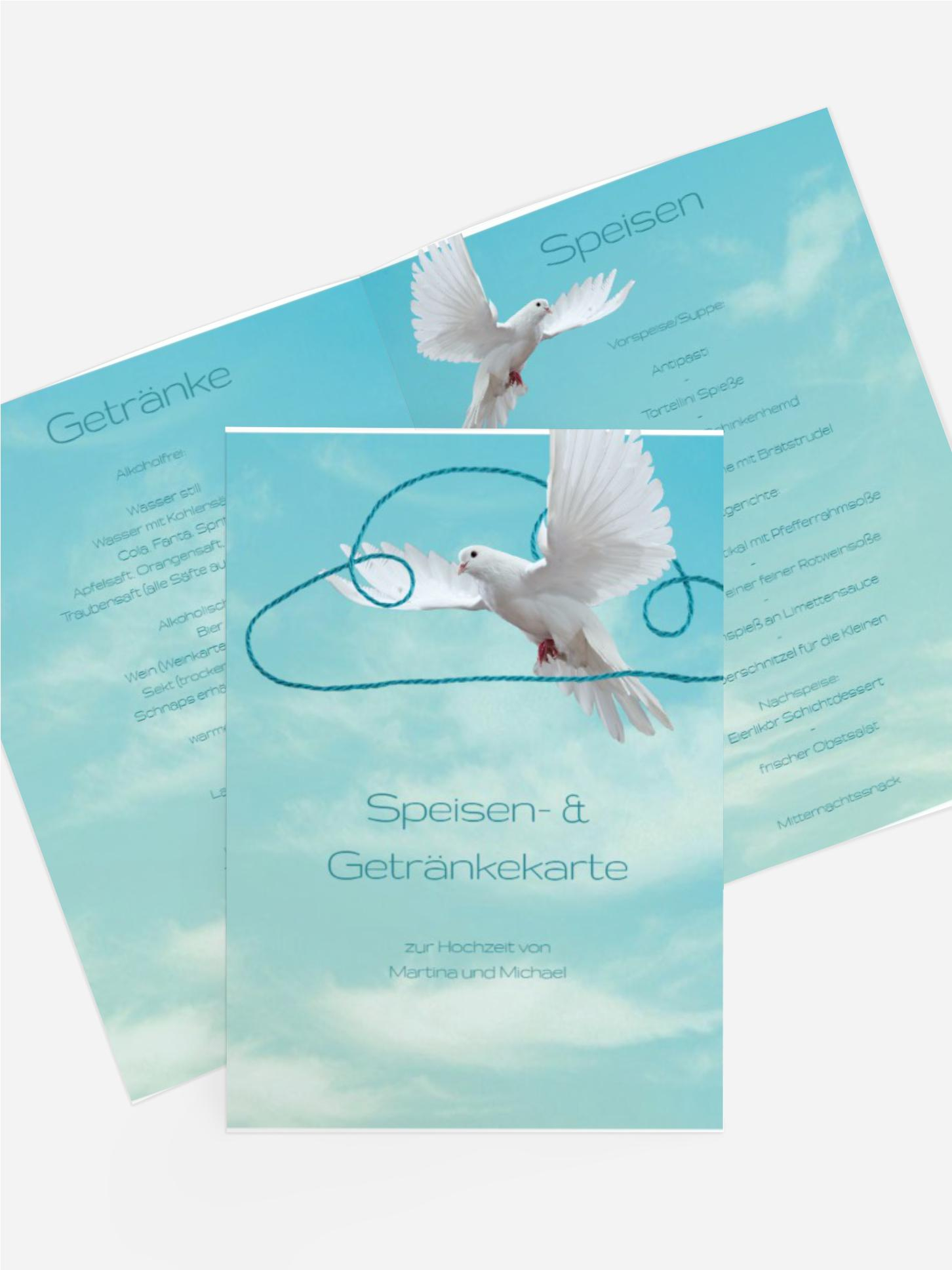 Menükarte Hochzeit Auf Wolke sieben