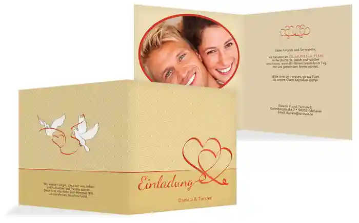 Einladungskarte Turteltäubchen