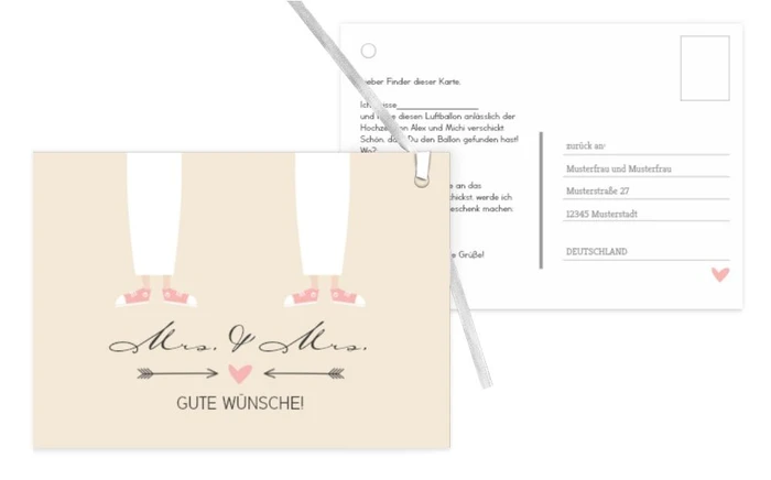 Ballonkarte zur Hochzeit Pärchen - Frauen