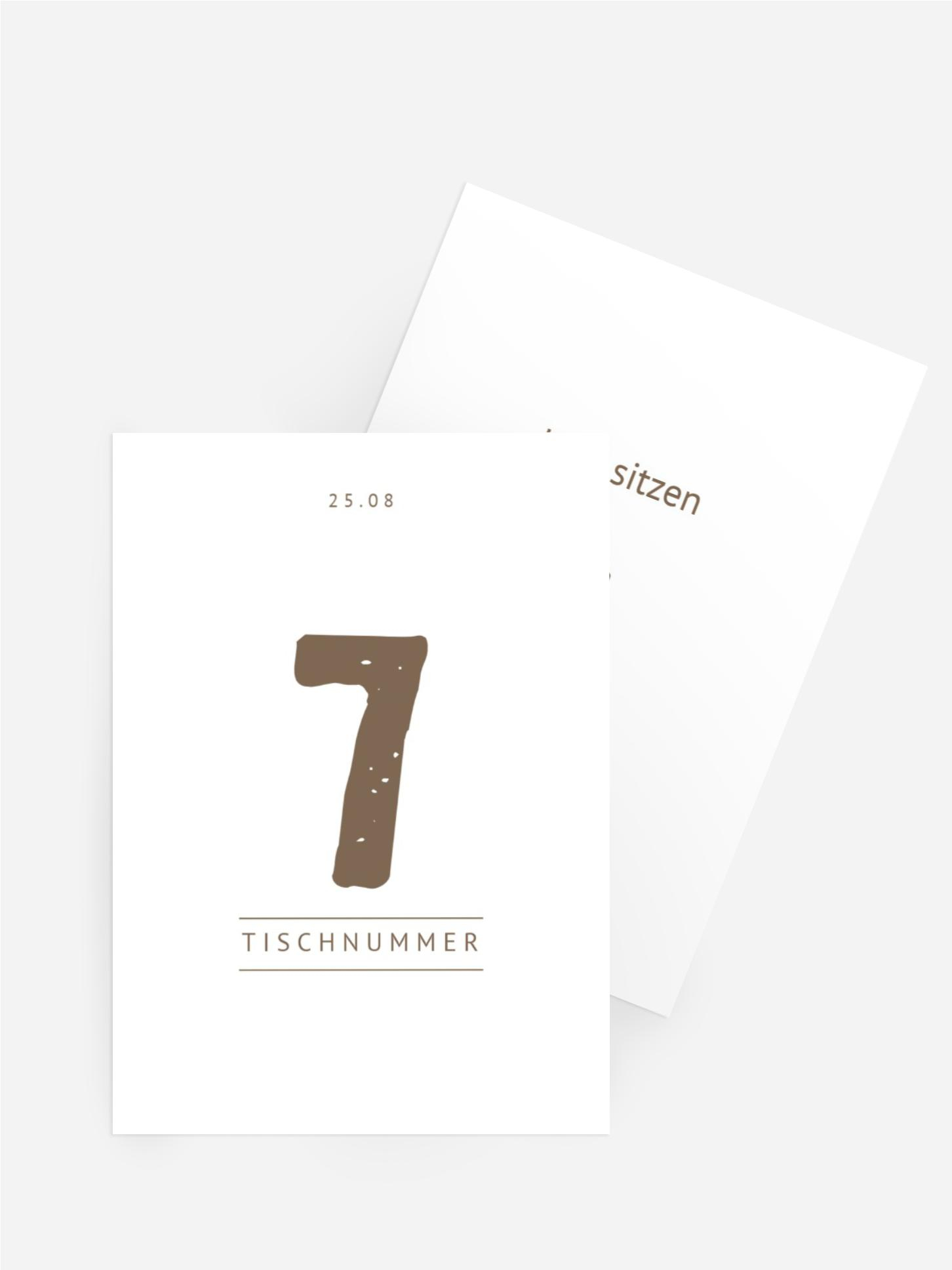 Tischnummer Hochzeit XX wir zusammen