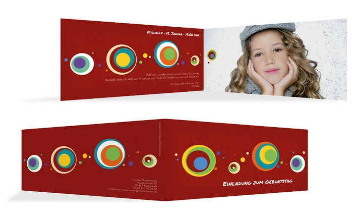 Kindergeburtstag Einladungskarte Retro Foto