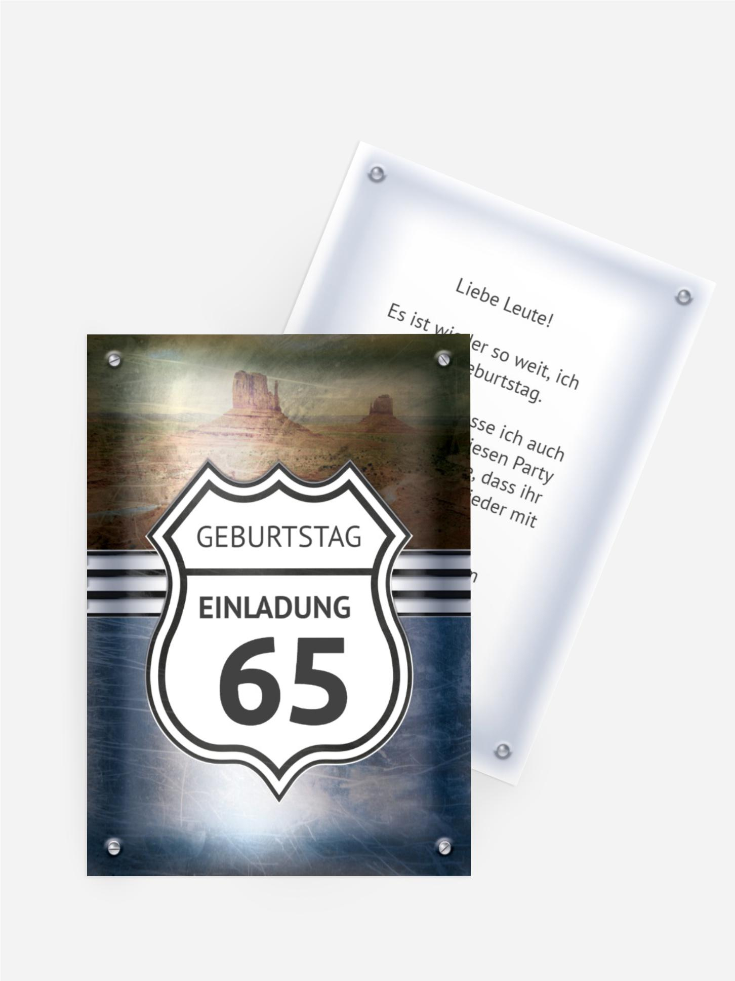 Geburtstagseinladung Route 65 Geburtstagseinladung Route 65