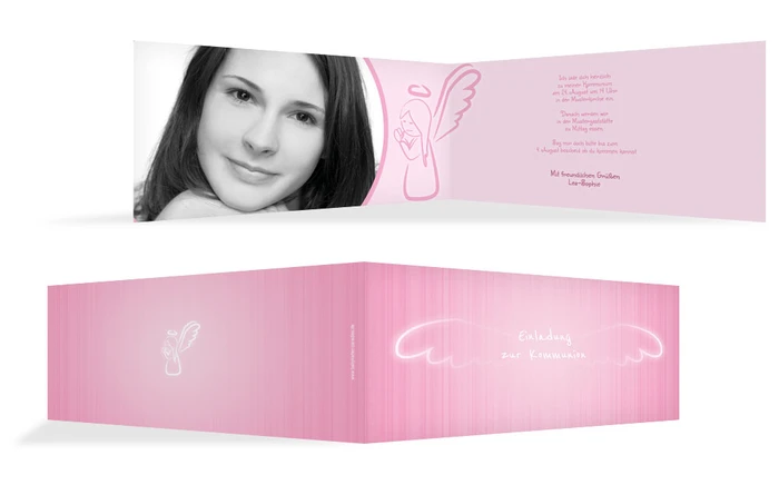 Einladungskarte Kommunion Angel Wings