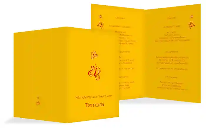 Menuekarte Taufe Butterfly