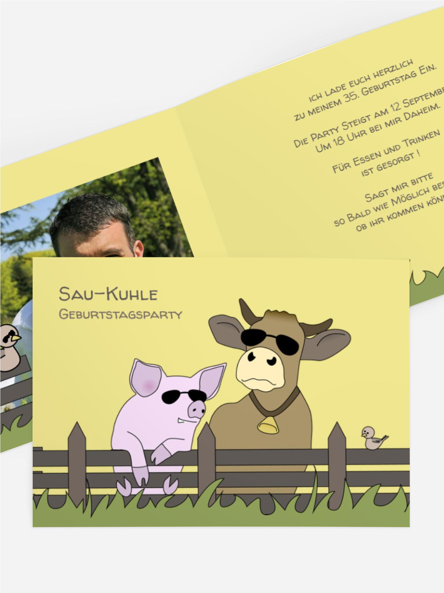 Geburtstagseinladung SauKuhl Foto