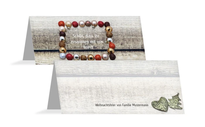 Weihnachtstischkarte Kugelrahmen