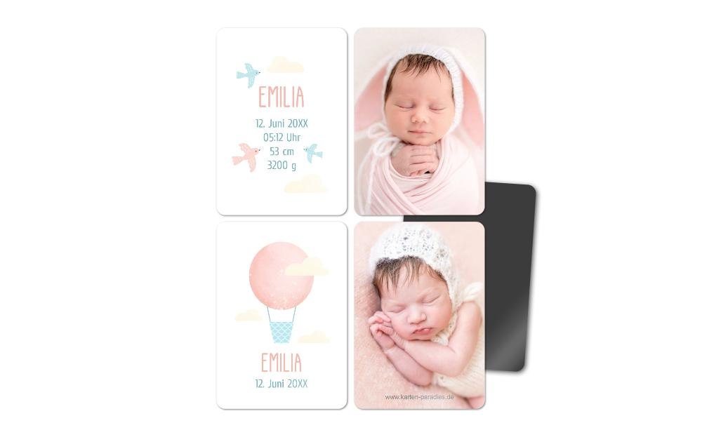 Fotomagnete zur Geburt Heißluftballon