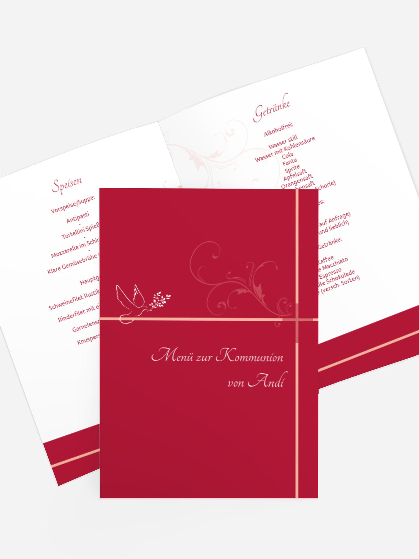 Menükarte zur Kommunion floral