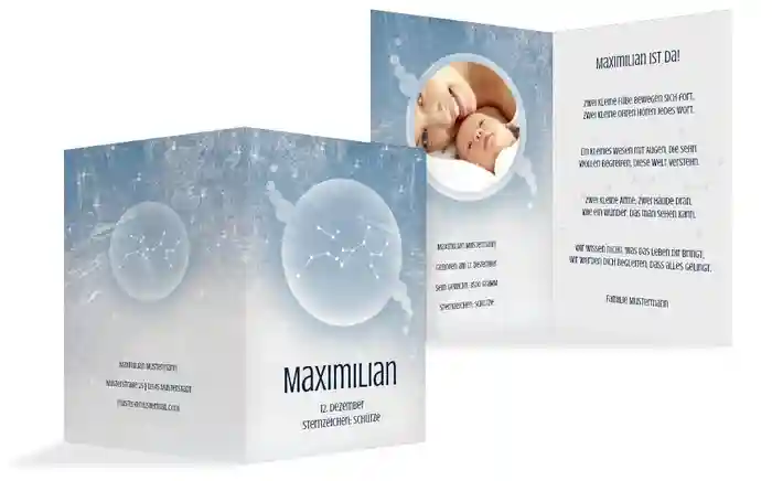 Geburtskarte Sternzeichen Schütze