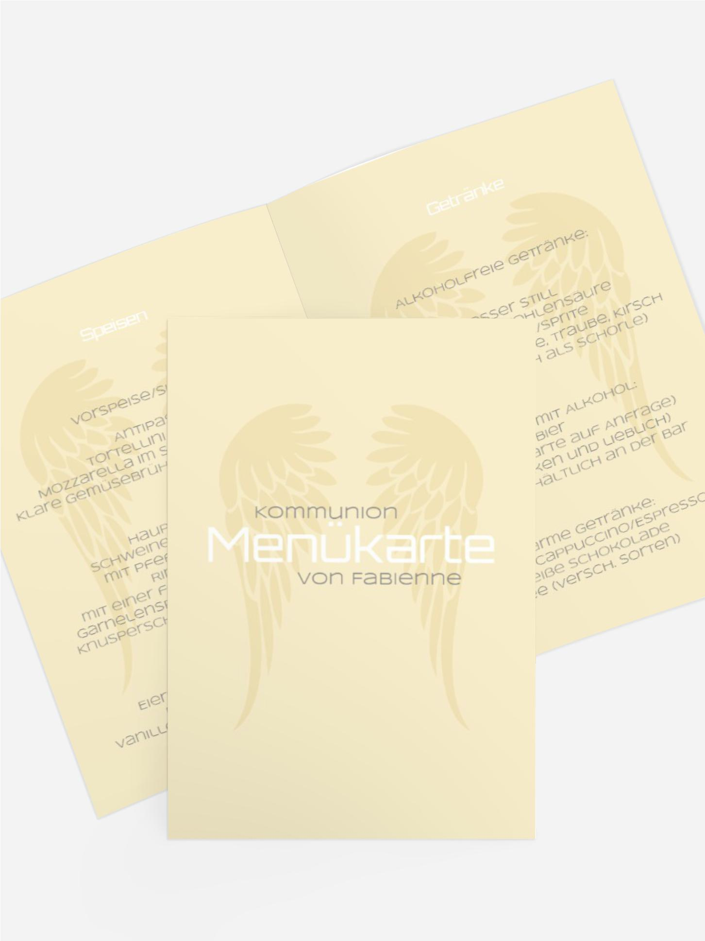Menükarte Kommunion Schutzengel