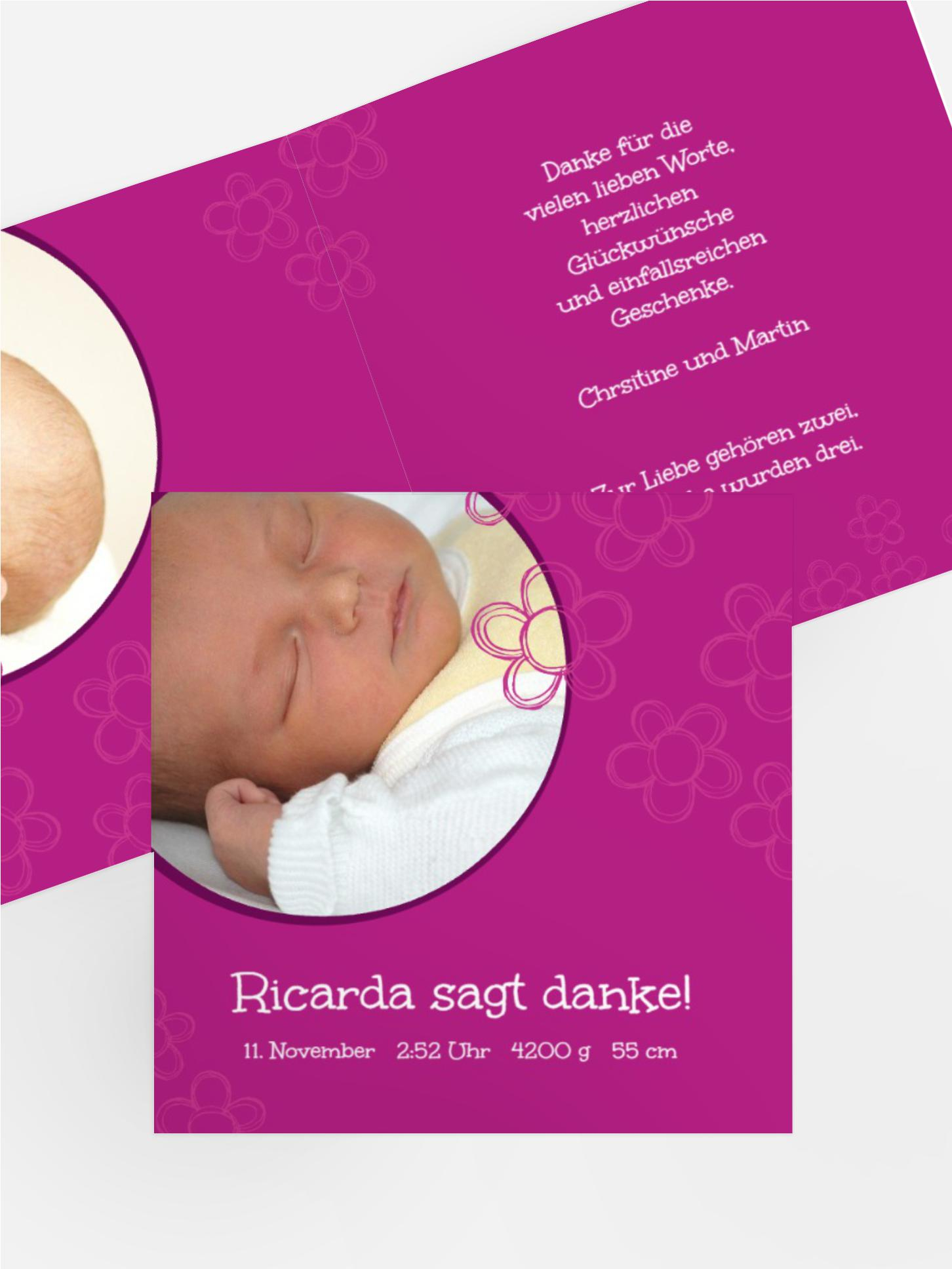 Geburtskarte Danke Bluete Geburtskarte Danke Bluete