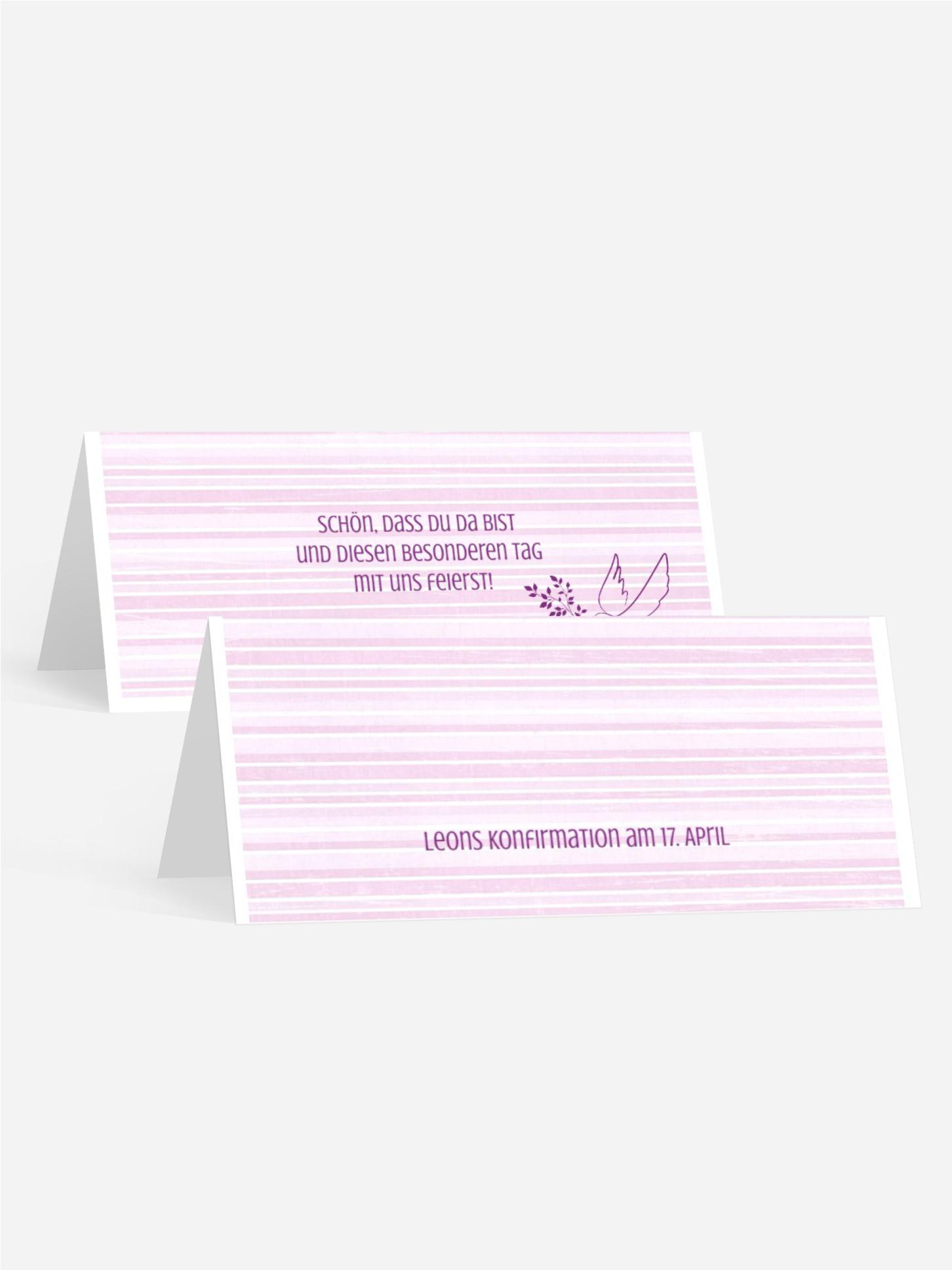 Tischkarte Konfirmation Taube 2