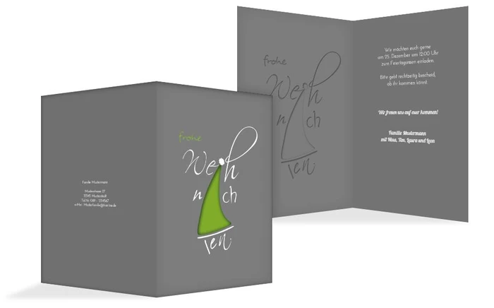 Weihnachts Einladungskarte privat Buchstabenmütze