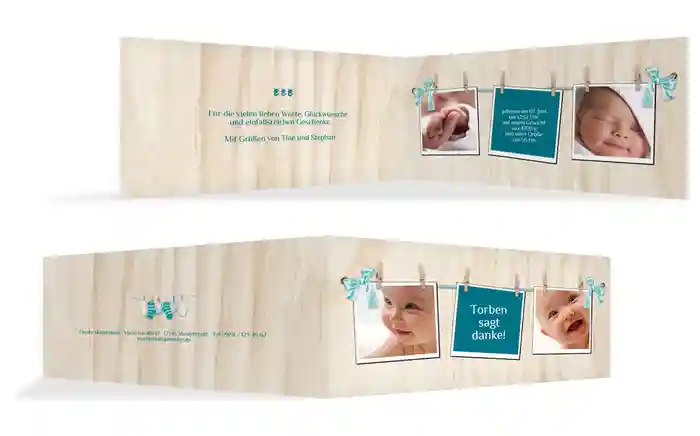 Dankeskarte zur Geburt Schleife