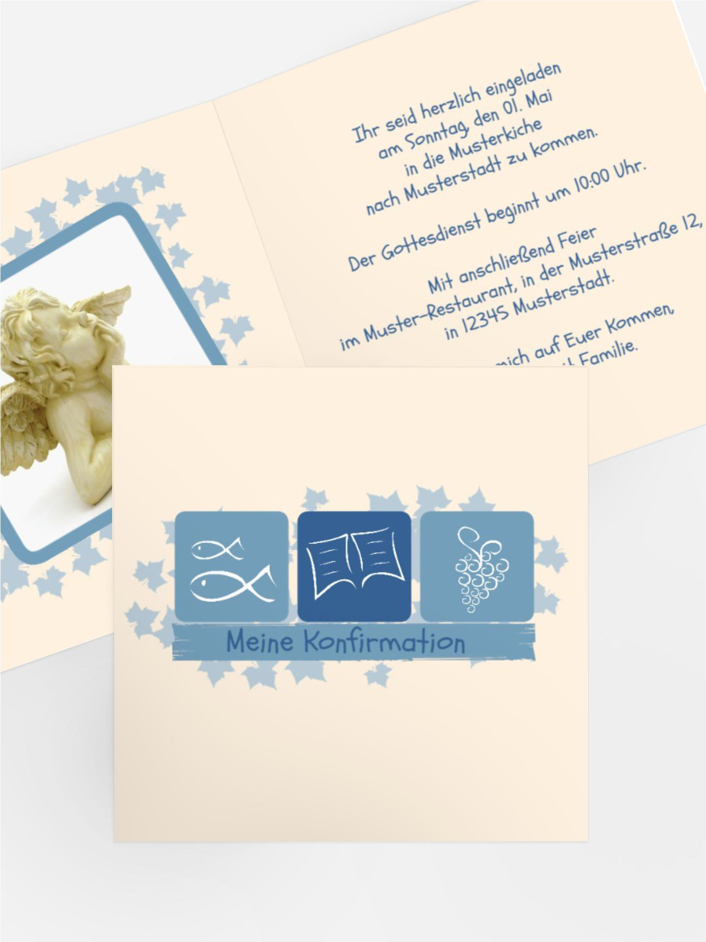 Einladungskarte Konfirmation Blatt