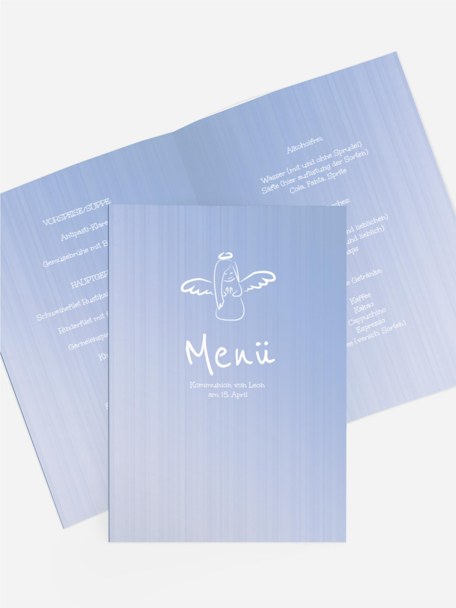Menükarte Kommunion Angel