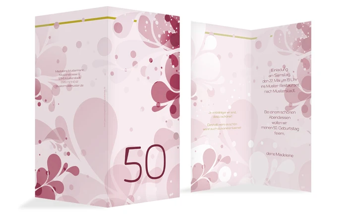Geburtstagskarte Einladung Floral 50 Geburtstagskarte Einladung Floral 50