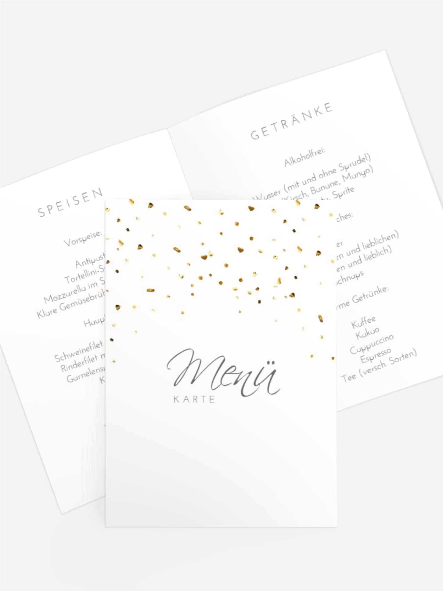 Menükarte Taufe goldener Regen