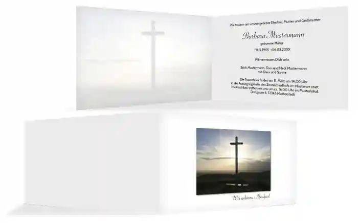 Trauerkarte Kreuz quer