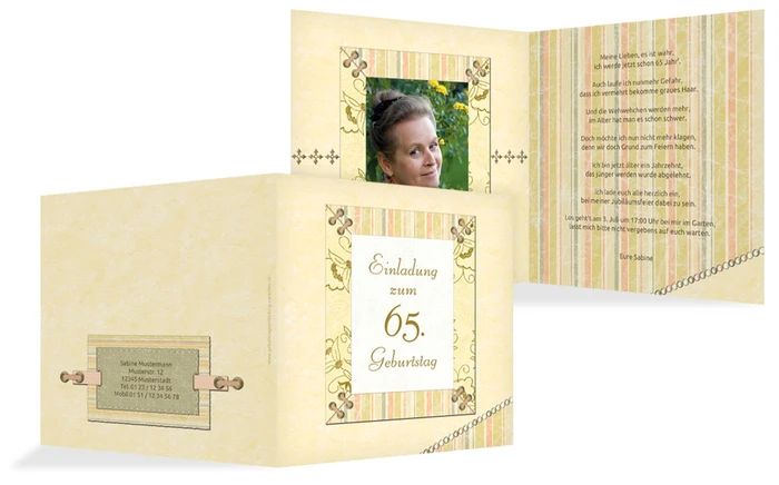 Geburtstagseinladungskarte Nostalgie 65 Foto Geburtstagseinladungskarte Nostalgie 65 Foto