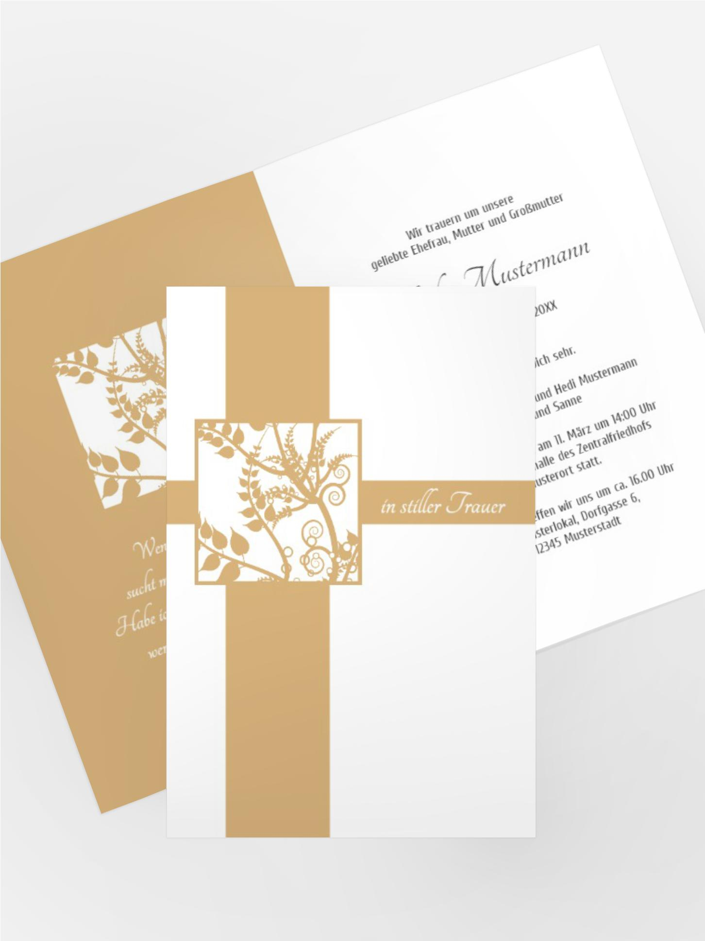 Trauerkarte Florales Quadrat hoch