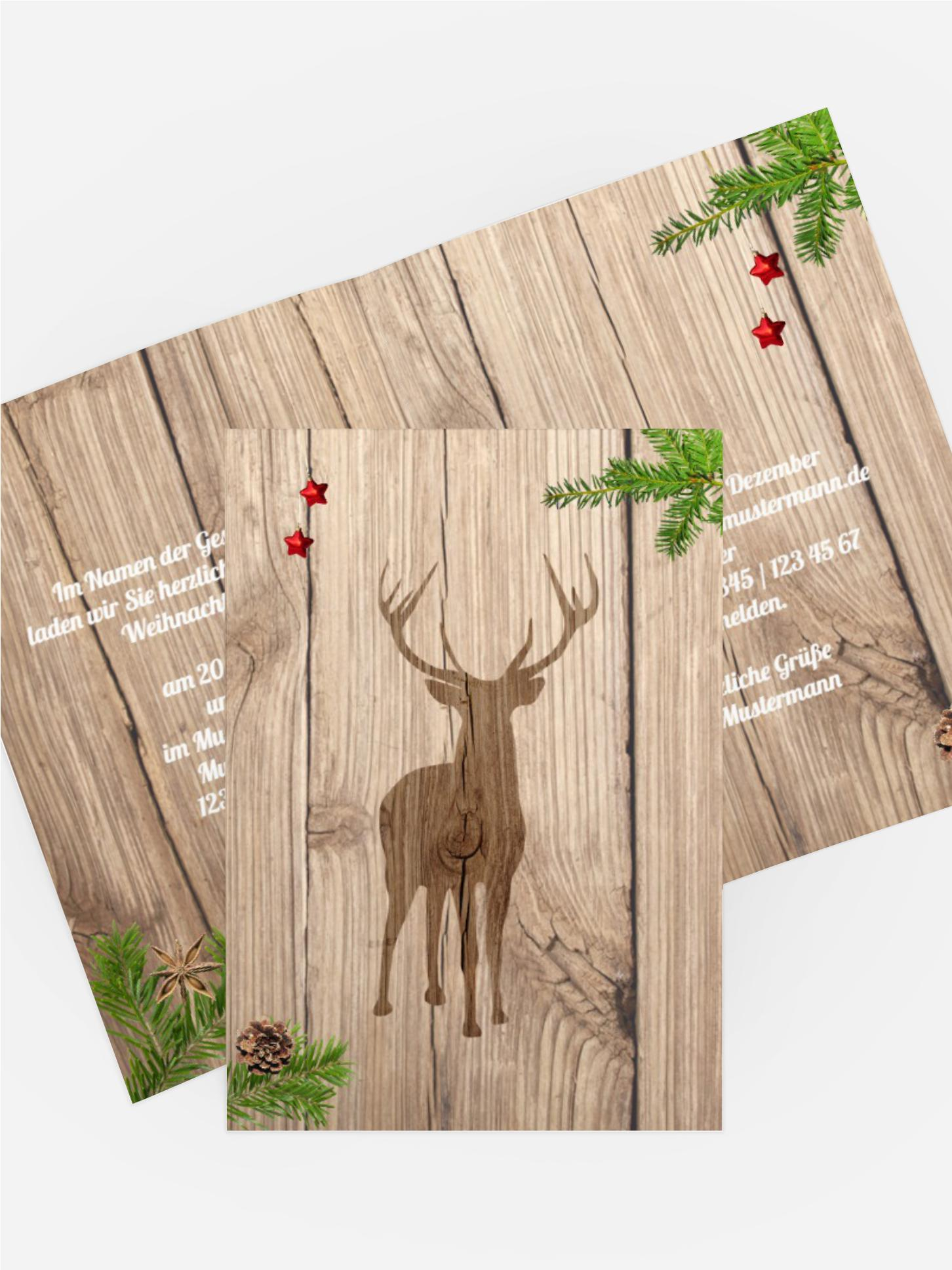 Weihnachts Einladungskarte geschäftlich Holztisch