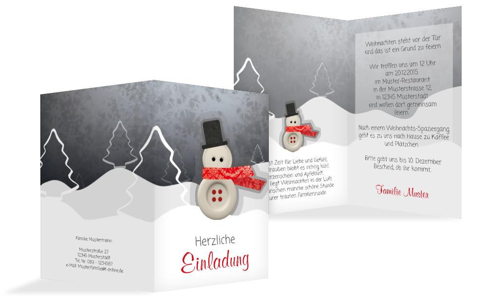 Weihnachtseinladung Knopfmännchen
