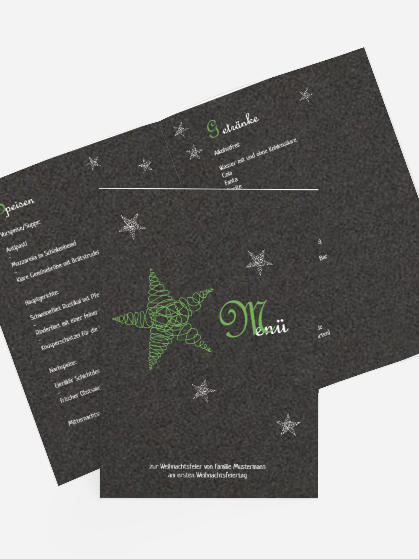 Weihnachten Menükarte Curly Star Weihnachten Menükarte Curly Star
