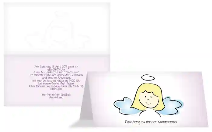 Einladungskarte Konfirmation Engelchen Mädchen