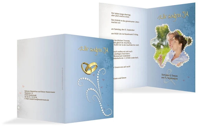 Einladung Eheringe Perlen