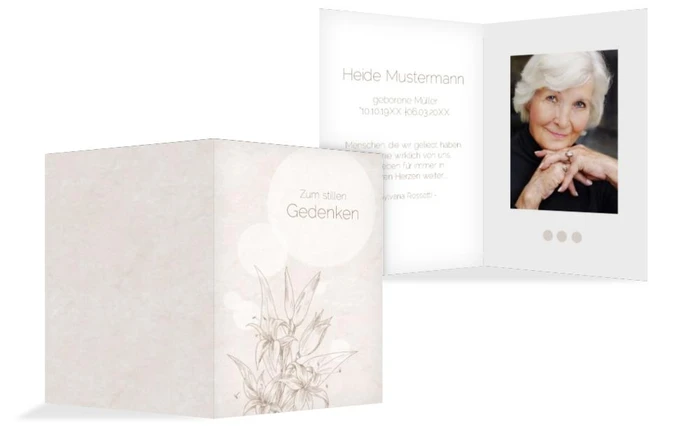 Sterbebildkarte Lilien