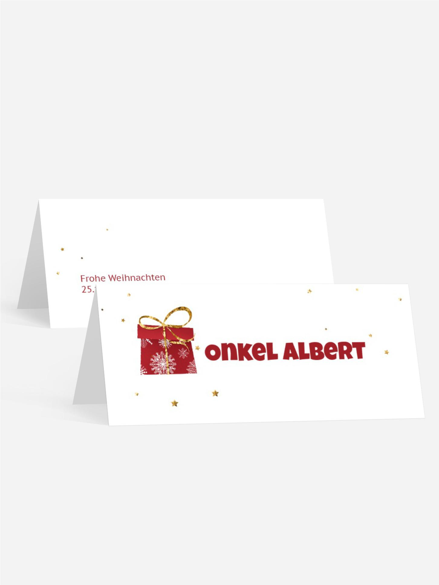 Weihnachtstischkarte Gut verpackt