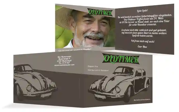 Einladung zum Geburtstag Oldtimer Foto