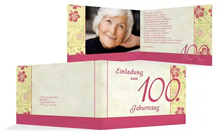 Einladung zum Geburtstag Hibiskus 100 Foto