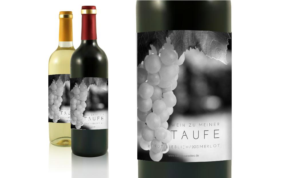 Flaschenetikett Taufe Textspiel