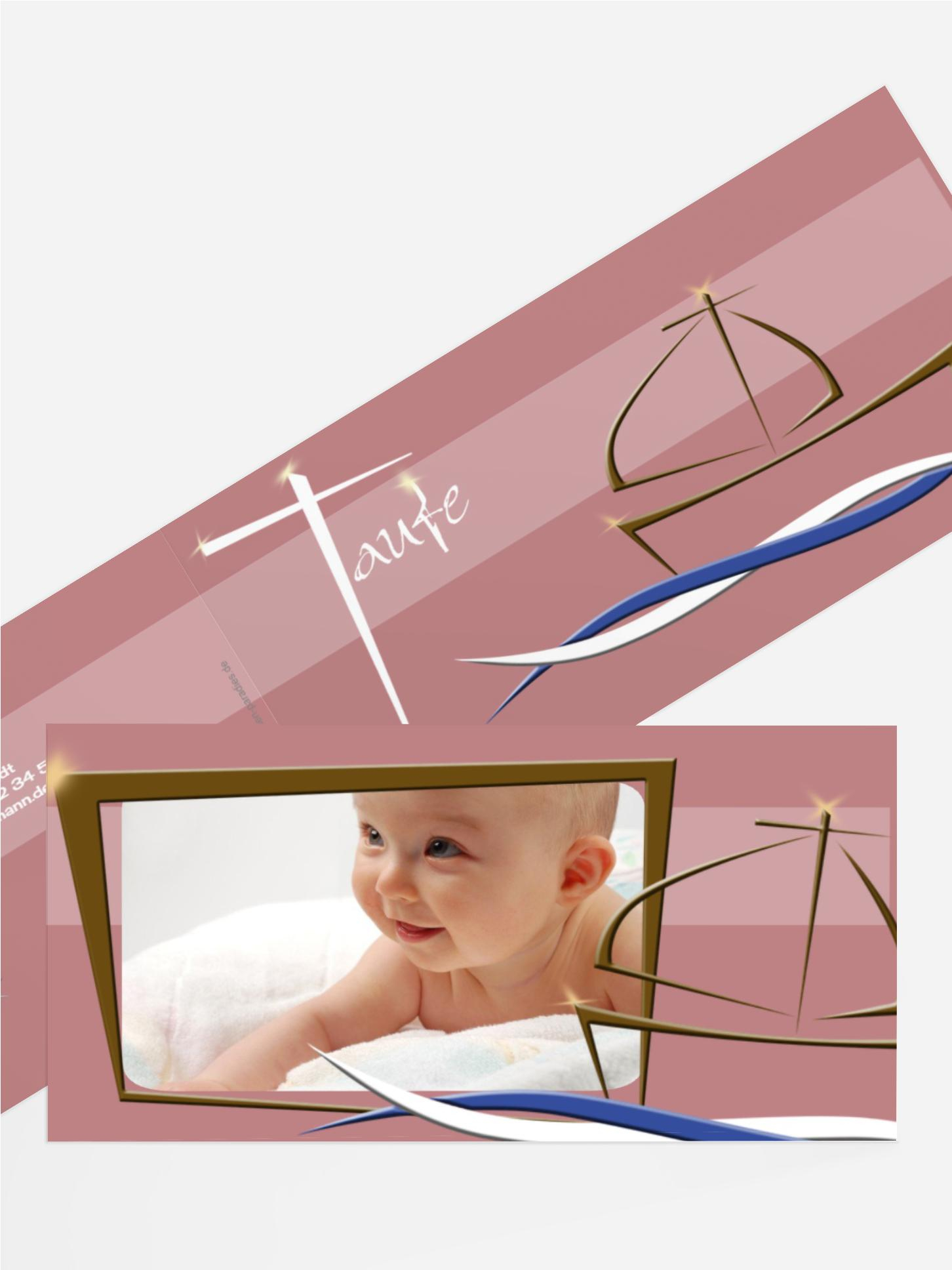 Einladungskarte Taufe Schiffchen auf Wellen