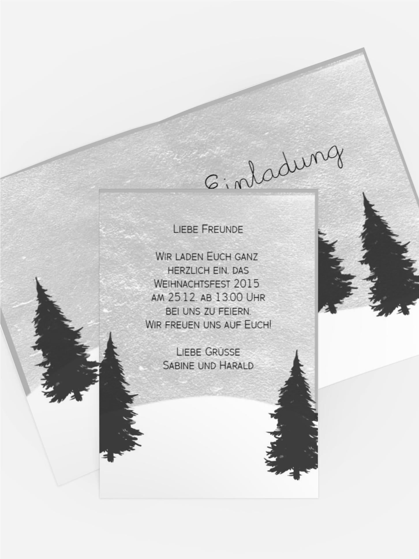 Weihnachtseinladung Winterwald