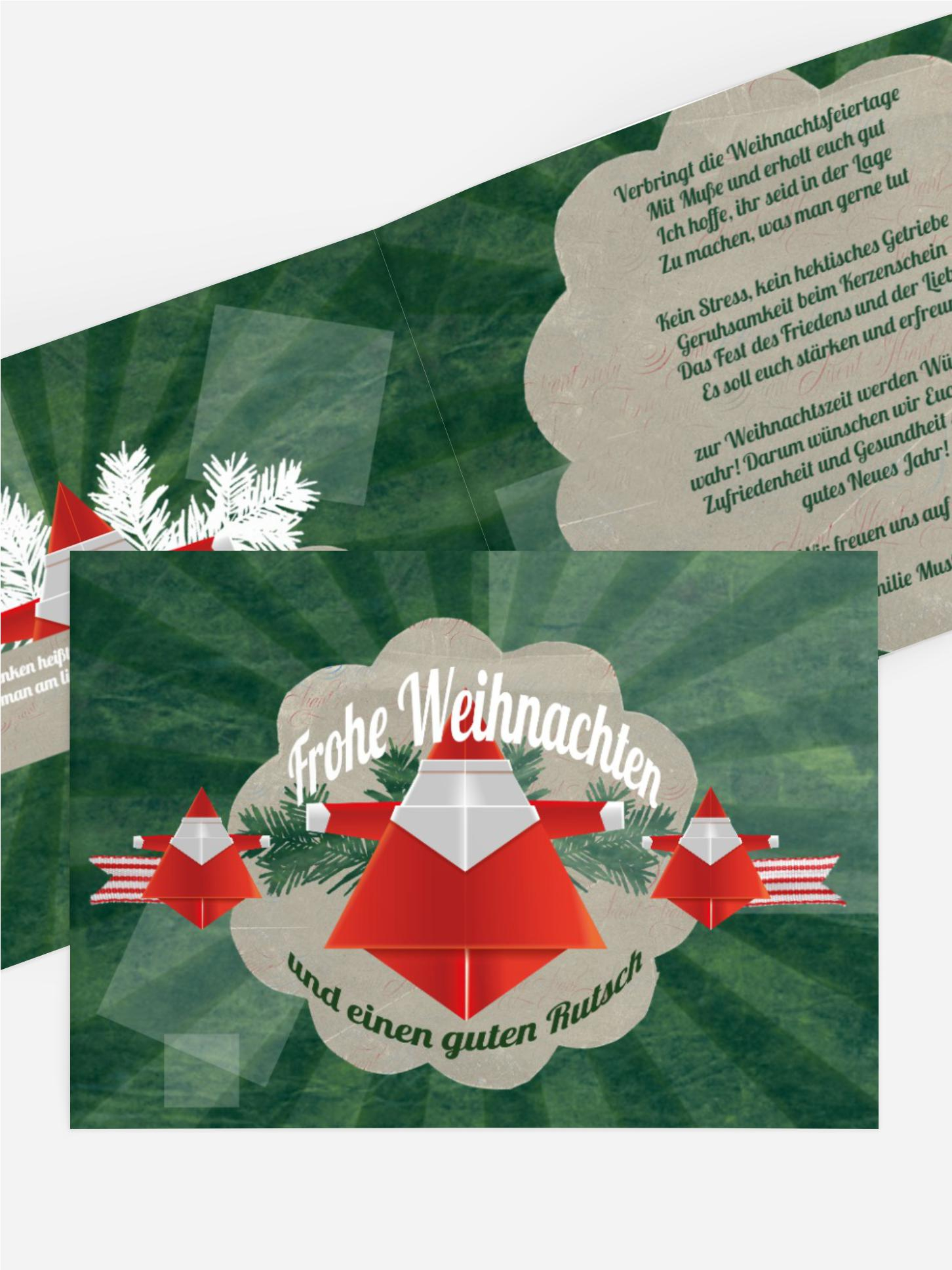 Weihnachtsgrußkarte Origami 