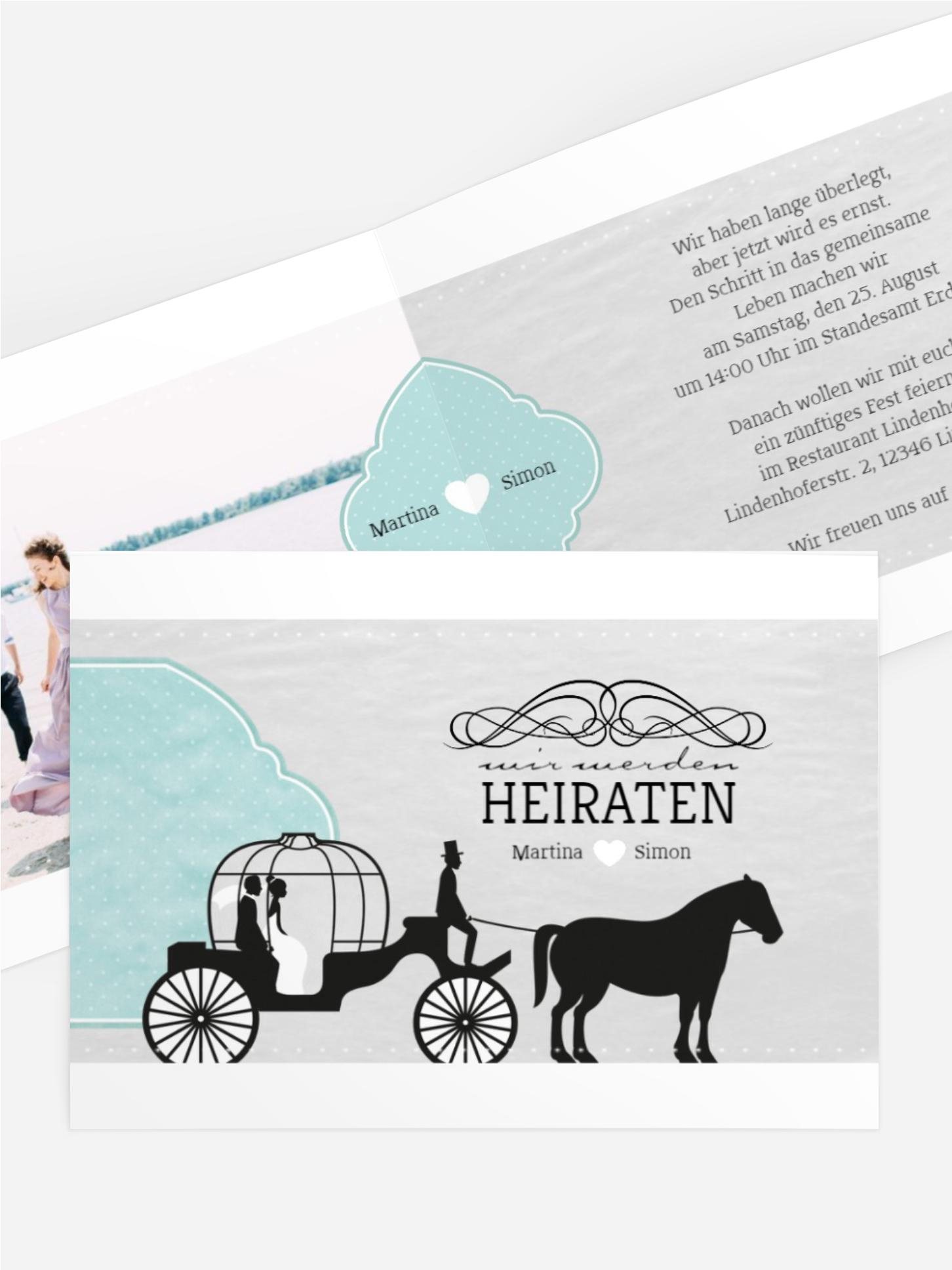Hochzeitseinladung Kutsche