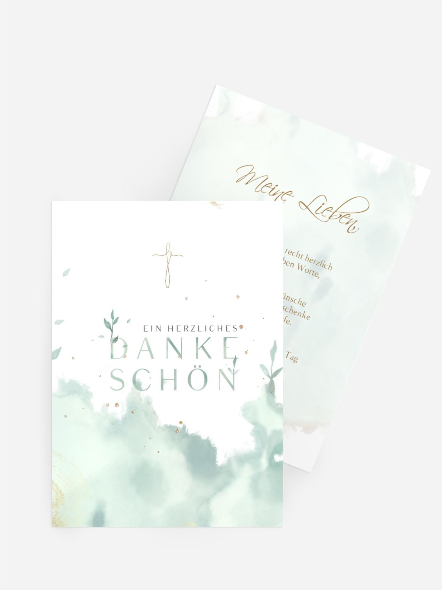 Dankeskarte Taufe Aquarell Natur