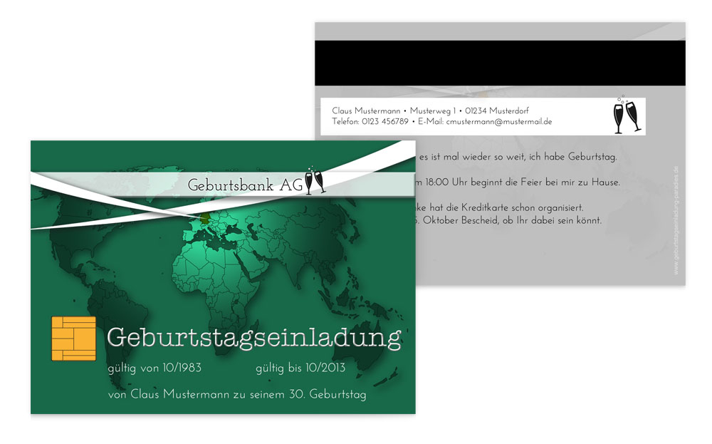 Einladungskarte Geburtstag Kreditkarte Einladungskarte Geburtstag Kreditkarte
