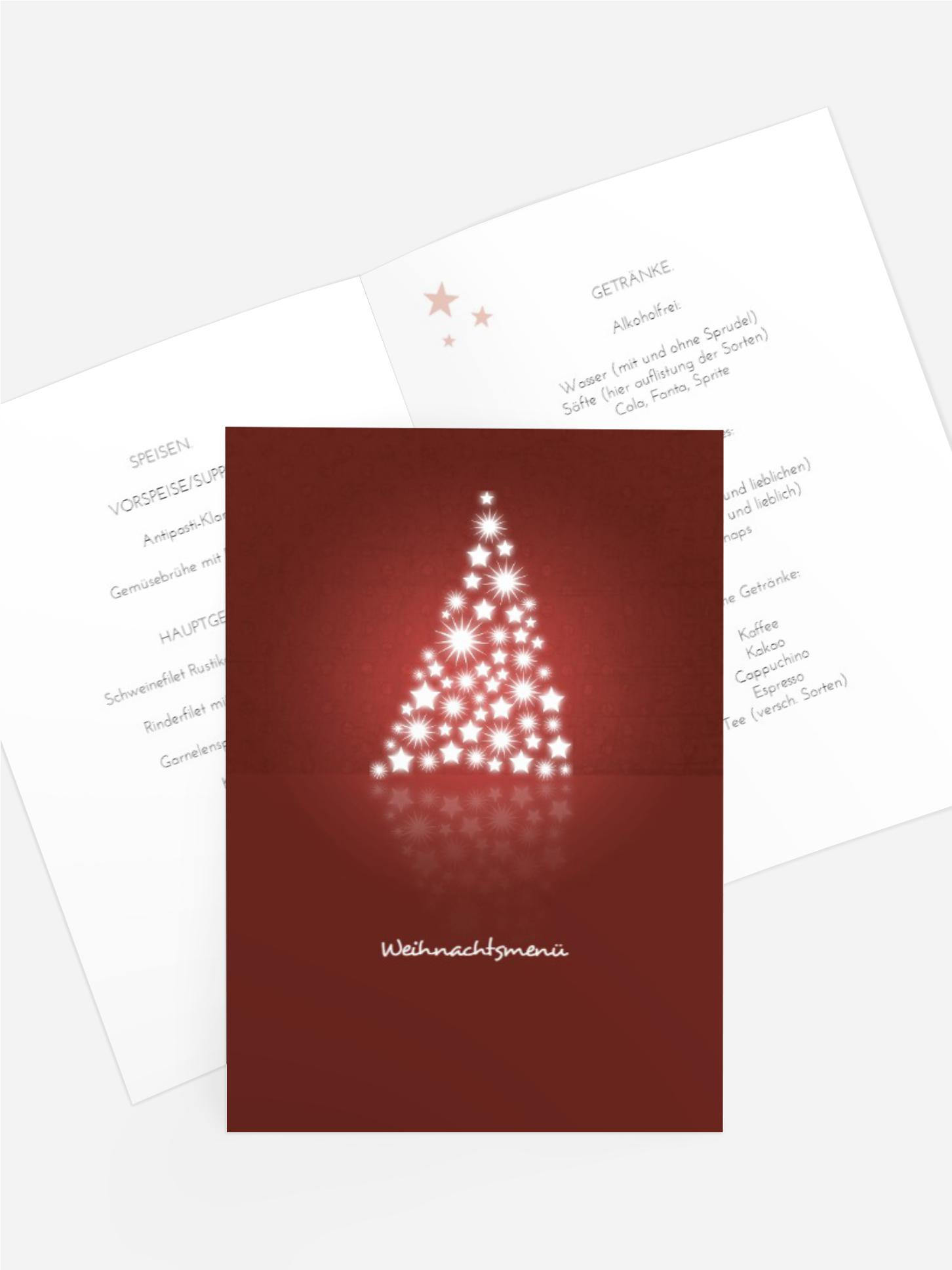 Weihnachten Menükarte Spiegelbaum