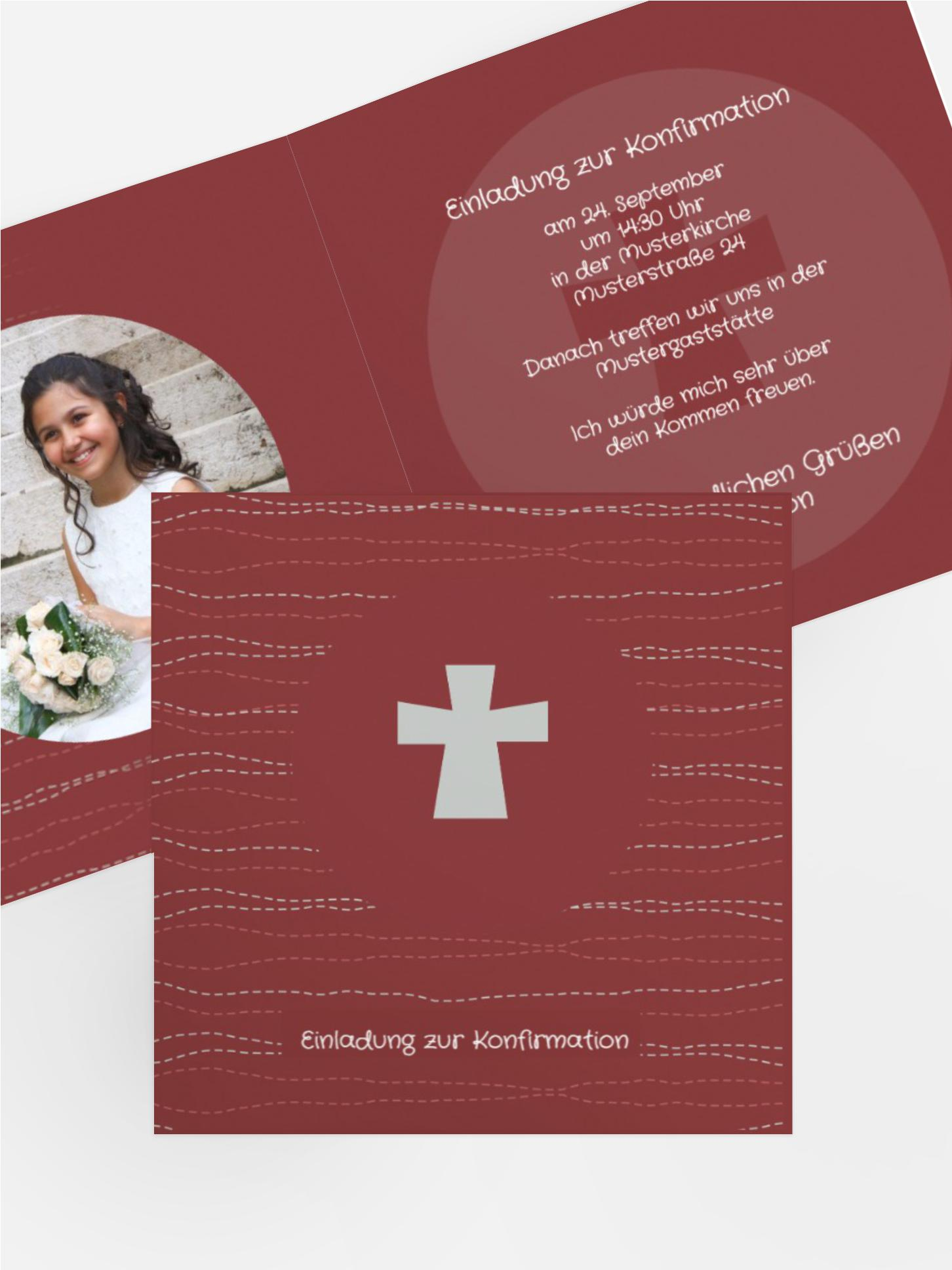 Einladungskarte Konfirmation Wellen Kreuz