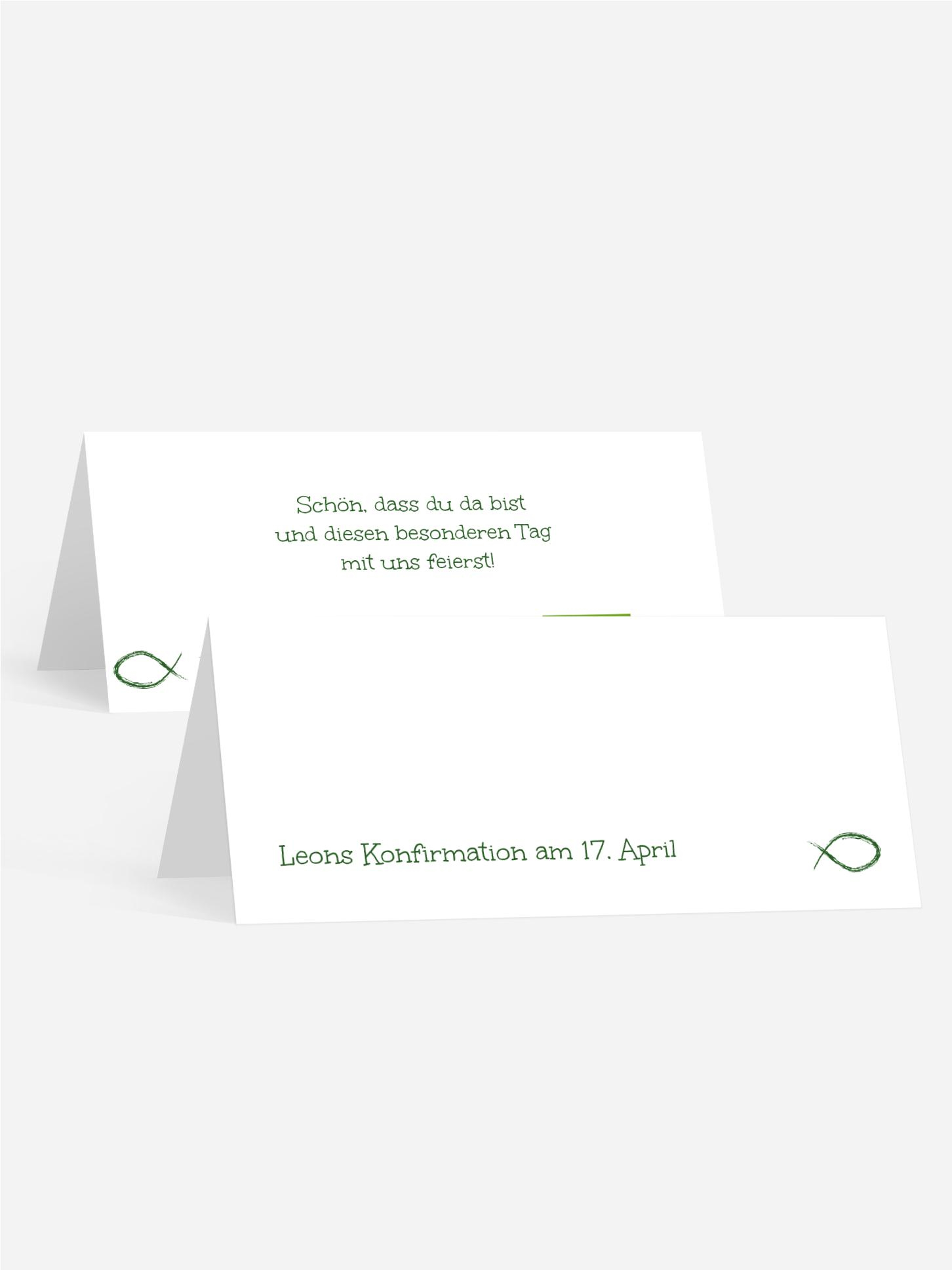 Tischkarte Konfirmation Fische