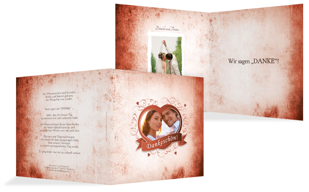 Dankeskarte zur Hochzeit Herz