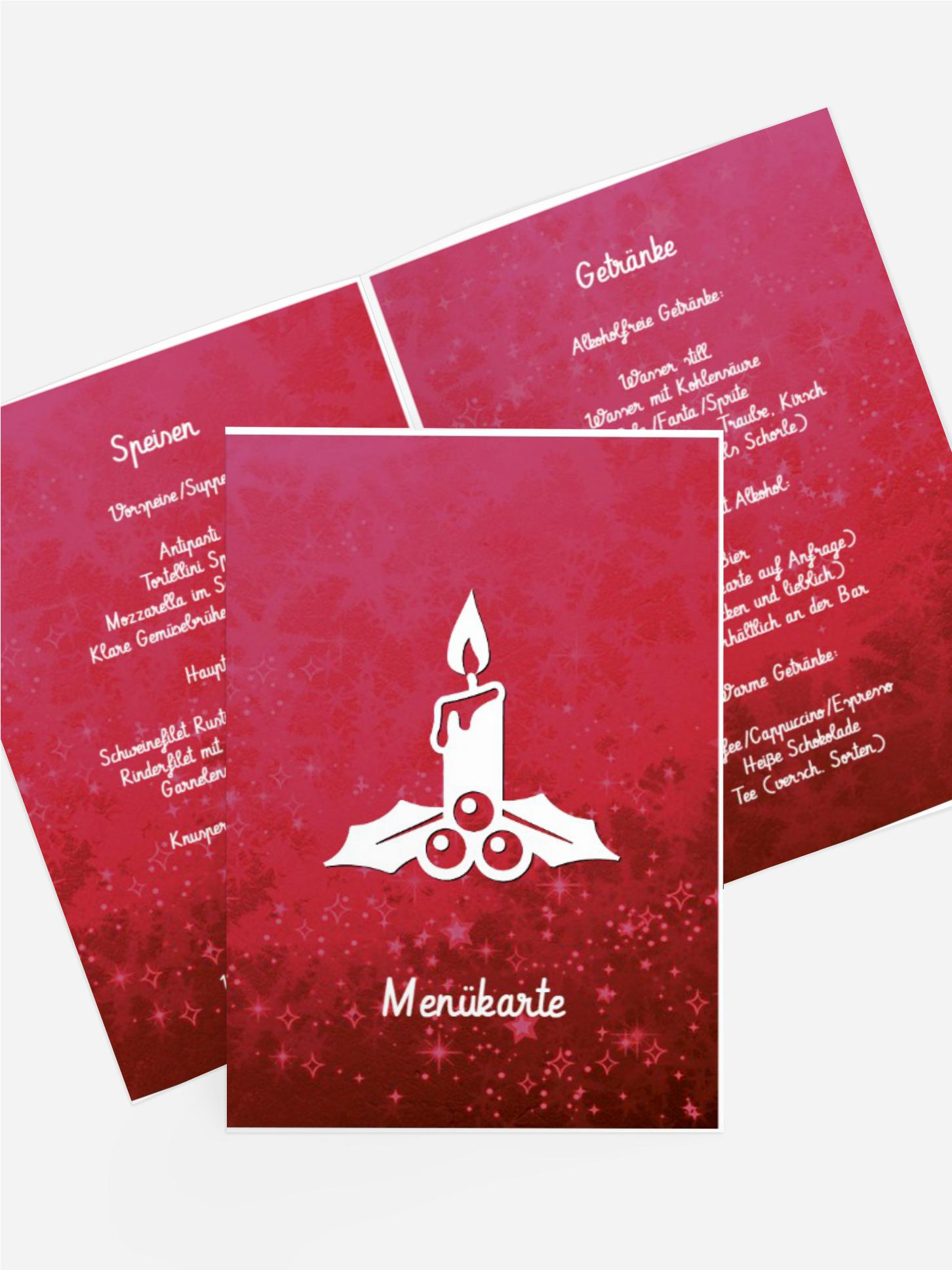 Menükarte Weihnachten Advent Menükarte Weihnachten Advent