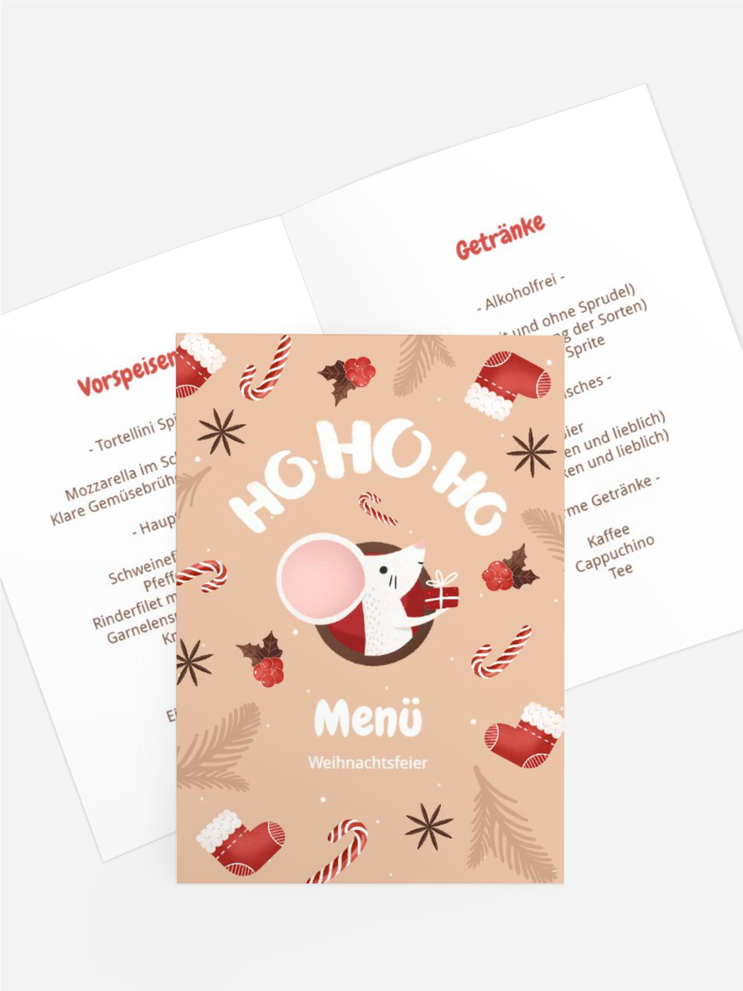 Weihnachtsmenükarte Weihnachtsmaus Weihnachtsmenükarte Weihnachtsmaus
