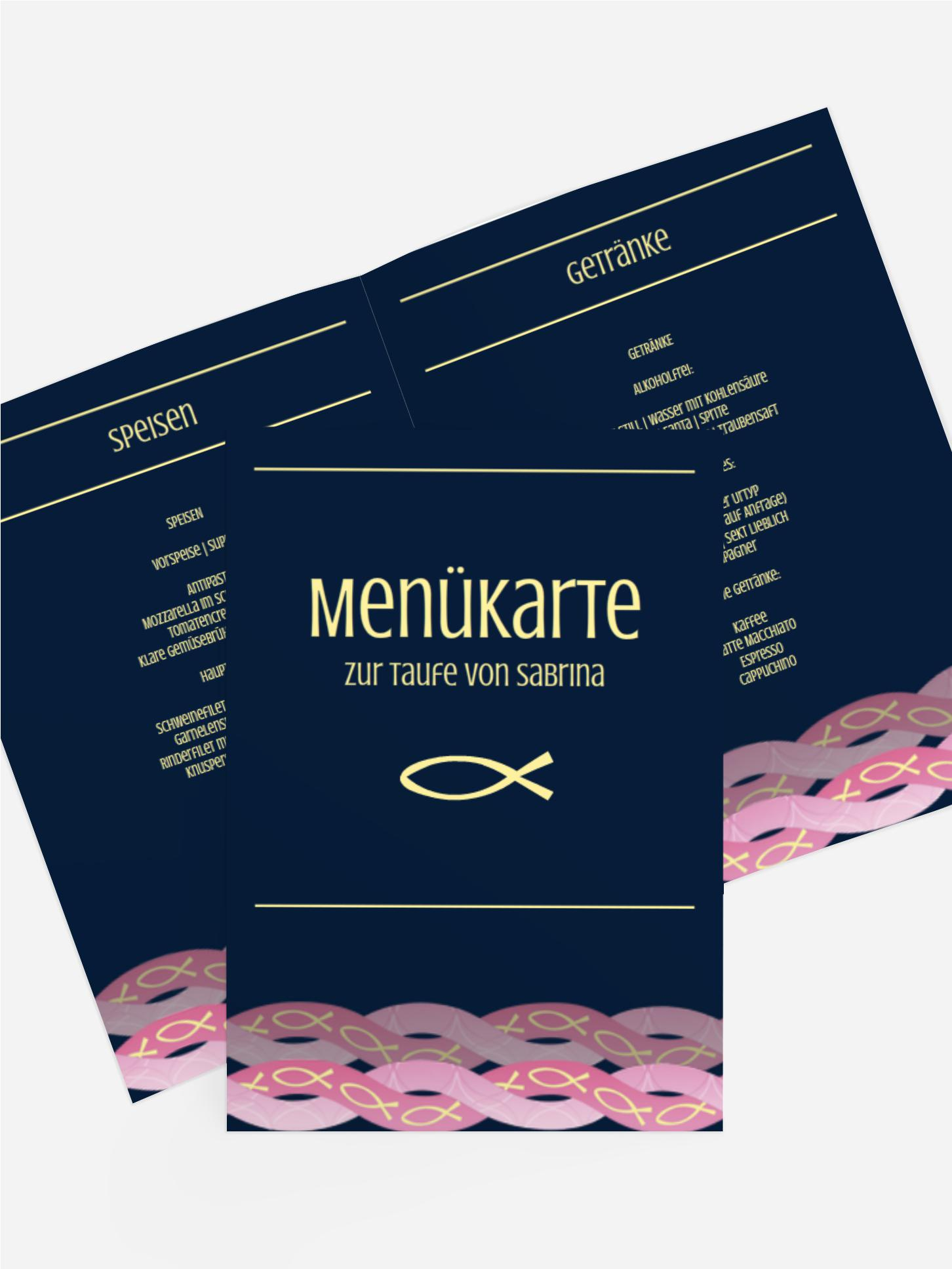 Taufe Menükarte Ichthys