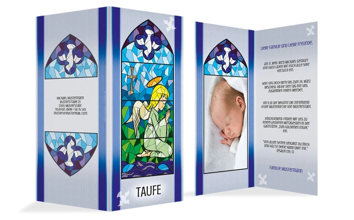 Einladung zur Taufe Kirchenfenster
